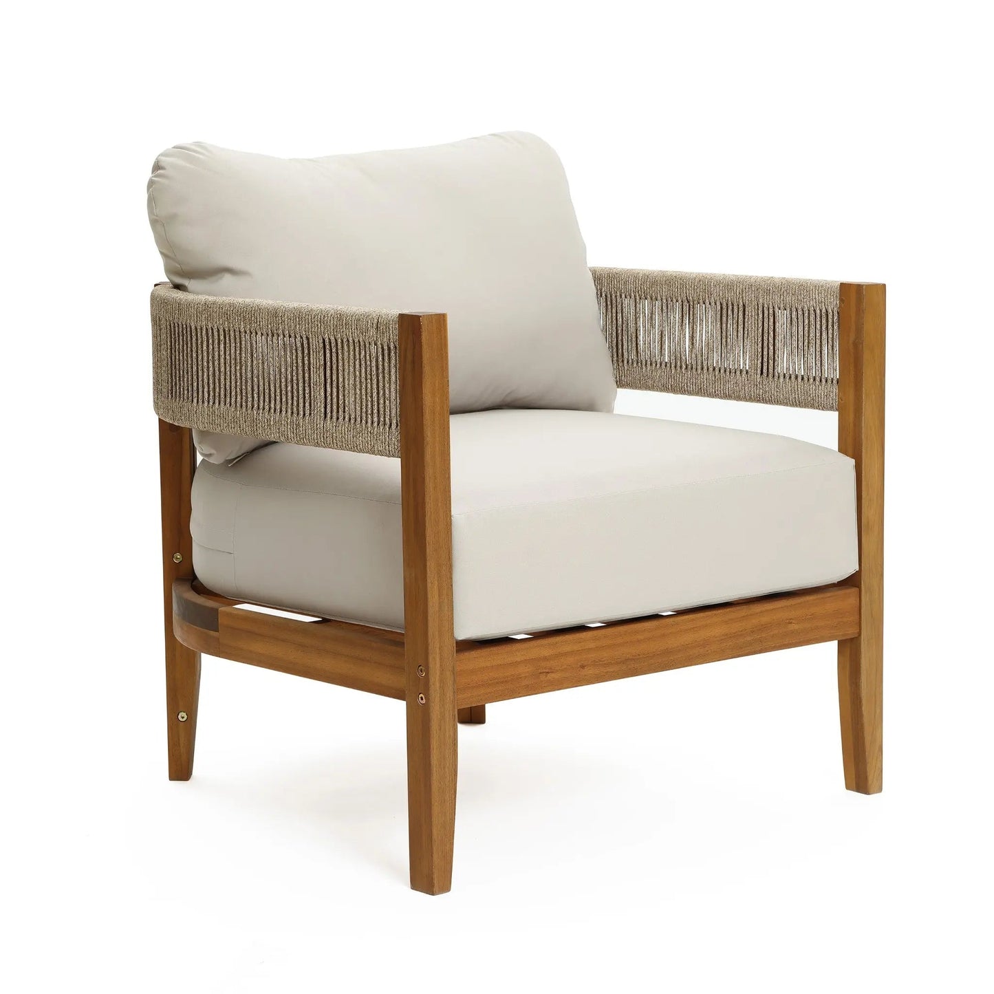 RetailsSup 4-Piece Outdoor Conversation Set – Acacia Wood, Loveseat, 2 Armchairs, Coffee Table